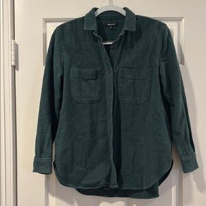 Dark Green Button-Up Flannel Shirt